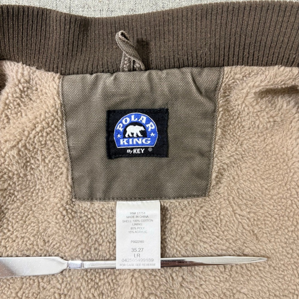 Polar King By Key Me Vest LR Brown Sherpa Lined Canvas Workwear - Picture 4 of 8